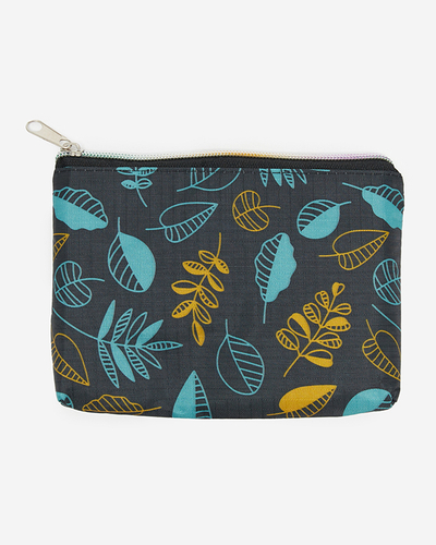 Foldable shopping bag with a sachet and a mint-yellow floral pattern - Accessories