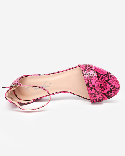 Fuchsia women's sandals on a post a'la snake skin Woccino- Footwear