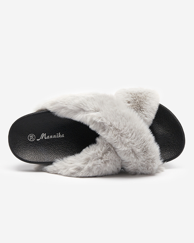 Slippers with fur in gray Mashte - Footwear