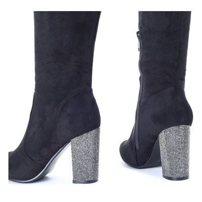 Black boots on a high post Crystal - Footwear
