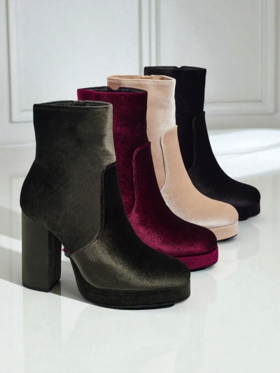 Botas femininas de coluna tipo veludo Miss