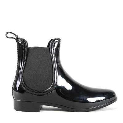 OUTLET Black women's rain boots with an almond toe Idelle - Footwear