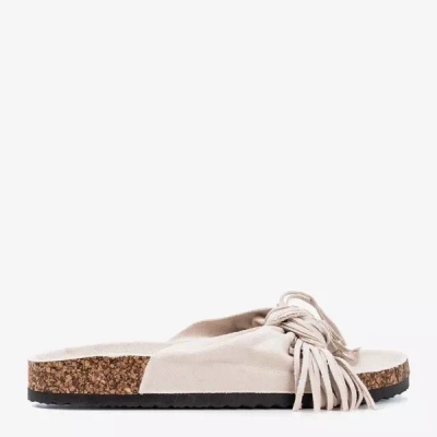 OUTLET Beige women's Amassa fringed slippers - Footwear