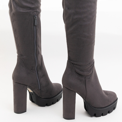 Graphite over-the-knee boots with high heel Shibi- Footwear