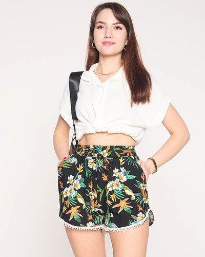 Women's colorful shorts in black and yellow - Clothing