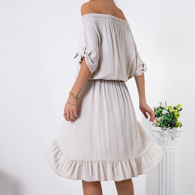 Women's beige asymmetrical dress a'la spanish - Clothing