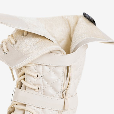 Bēšas krāsas zemi zābaki ar stepētu virsmu Tepani - Apavi