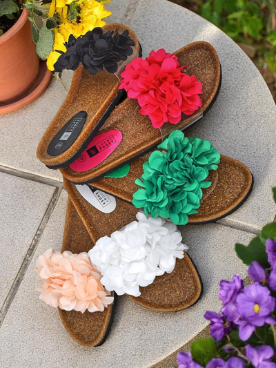 Royalfashion Klapki damskie z kwiatuszkami Flora Soft