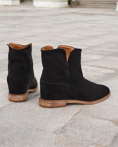 Royalfashion Cowboy-style boots on a covered wedge Blueston