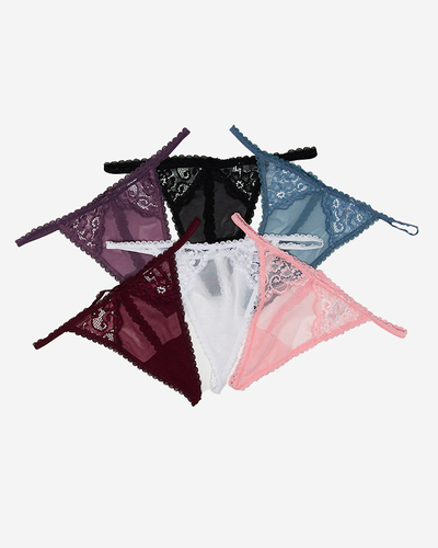 Women's multicolored lace thong panties 6 / pack - Underwear