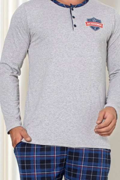 Royalfashion Men's cotton checkered pajamas