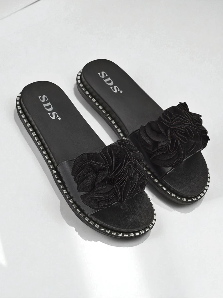 Royalfashion sieviešu plakanās zoles iešļūcenes Flora Verde