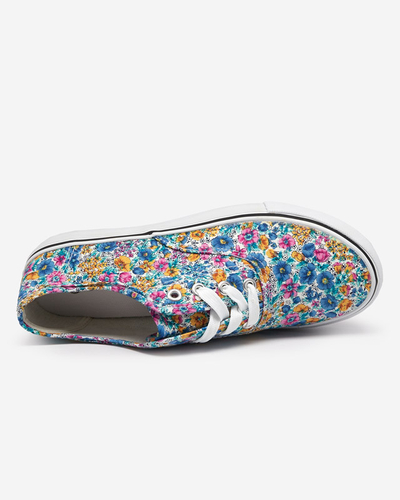 Blue women's floral sneakers Sertoli - Footwear