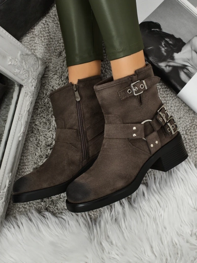 Valtos Women's Eco-Suede Ankle Boots with Buckles