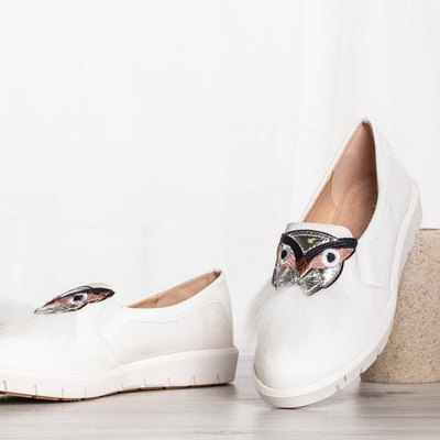 White slip on with decorative owl Howlet - Footwear 1