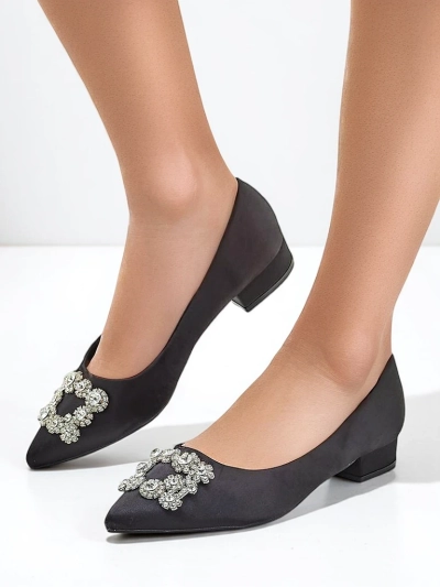 Royalfashion Sieviešu satīna līdzīgas balerīnas ar sprādzi Legant