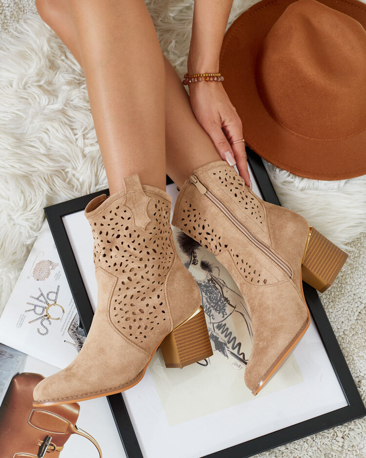 Royalfashion Women's low post openwork Mozie boots