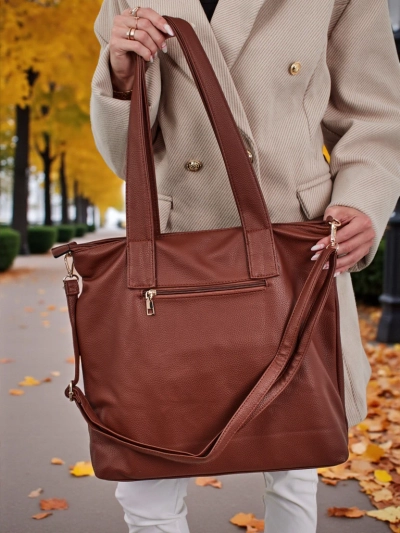 Large Women's Faux Leather Shopper Bag Moon Whisper