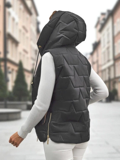 Quilted Women's Vest with Hood Steel Ember