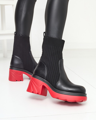 Women's black boots on a solid red sole Nerisw - Footwear