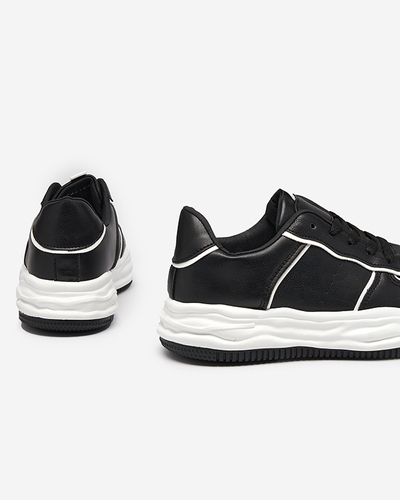 Black women's sneakers with glossy inserts Pinero - Footwear