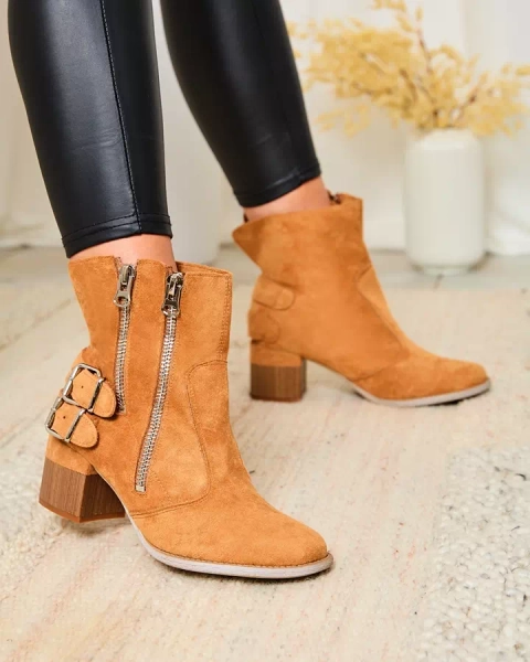 Royalfashion Decorated heeled boots in camel Zerta