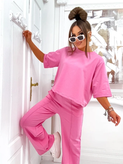 Royalfashion Sieviešu kokvilnas komplekts ar izplestām biksēm