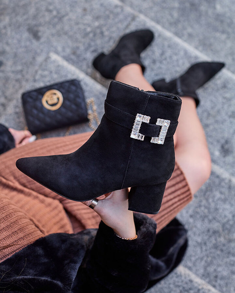 Royalfashion Черные женские сапоги на низкой шпильке Masemart