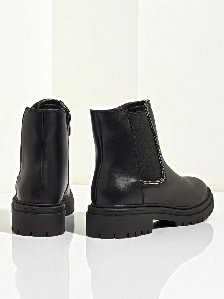 Eco-leather ankle boots with zircons Novira