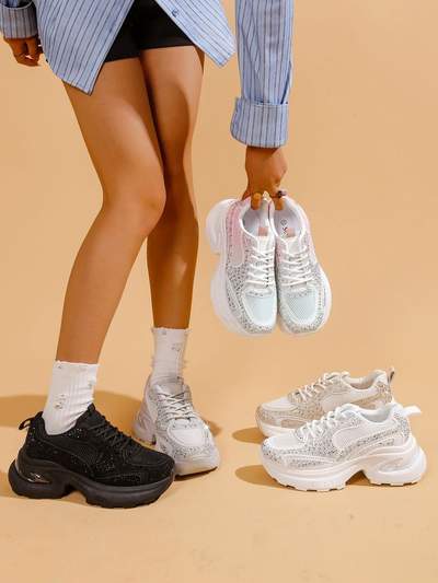 Royalfashion Women's sports sneakers with rhinestones Bloss