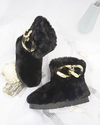 Royalfashion Black women's a'la snow boots with fur Sattopa