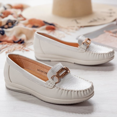 White loafers with gold decoration Dendi - Shoes 1