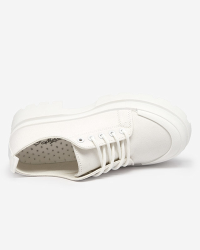 OUTLET Women's white lace-up shoes Rozia - Footwear