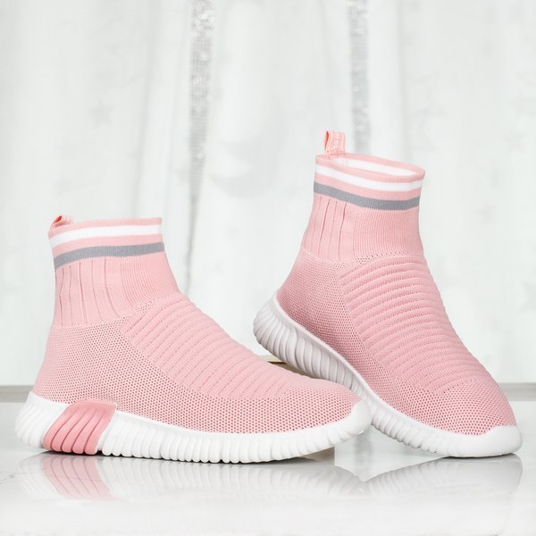 Pink sports shoes with decorative sock Sallitsa - Footwear