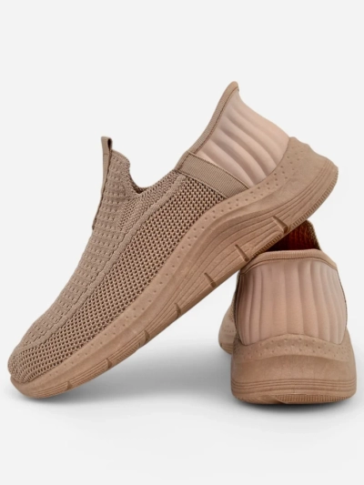 Women's Selene Beige slip-ons - comfortable flat-heeled sneakers