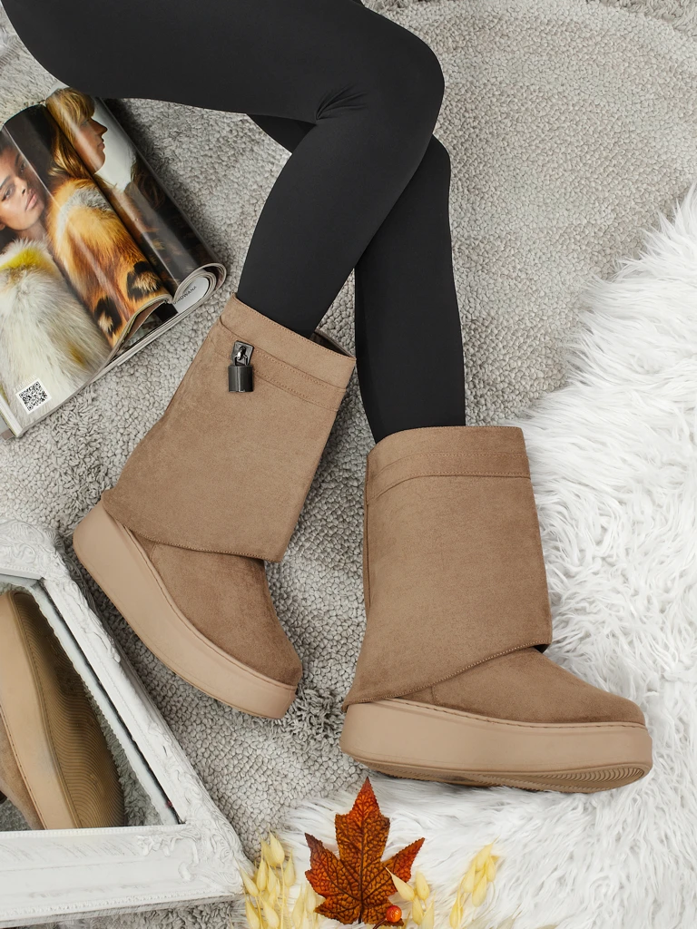 Elizze Women's Short Snow Boots with Detachable Upper