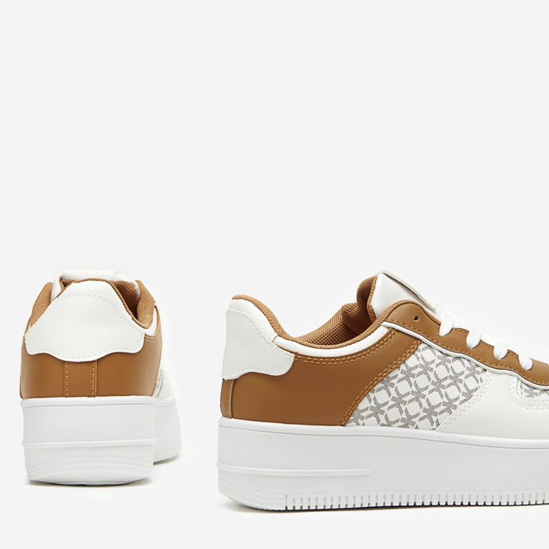 Women's white sports shoes with Glou print - Footwear