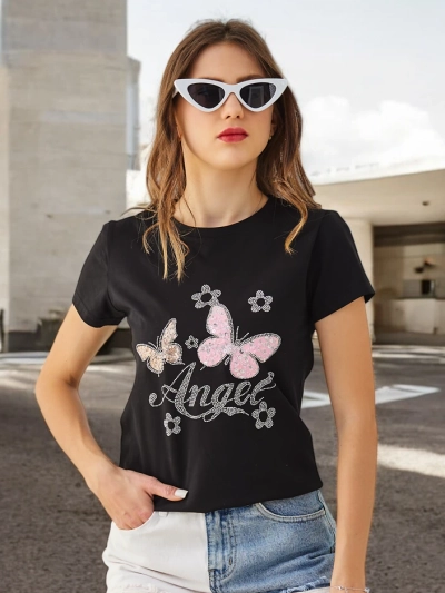 Royalfashion Women's Cotton T-Shirt Butterfly