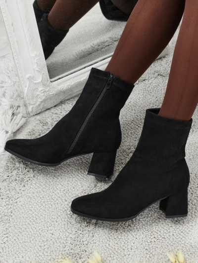 Women's Evron Faux Suede Block Heel Ankle Boots