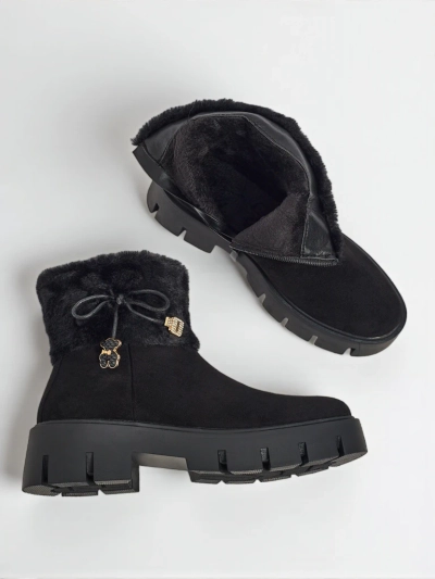 Women's High Eco Suede Ankle Boots with Fur Vernaya