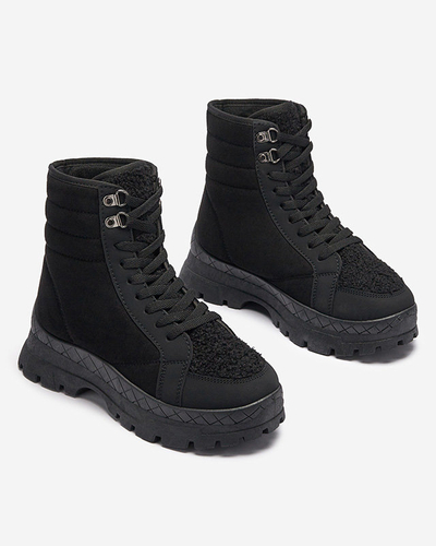 OUTLET Женские утепленные ботинки-трапперы черного цвета Wosser- Footwear