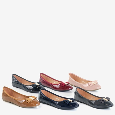 Navy blue patent ballerinas with Marco bow - Footwear