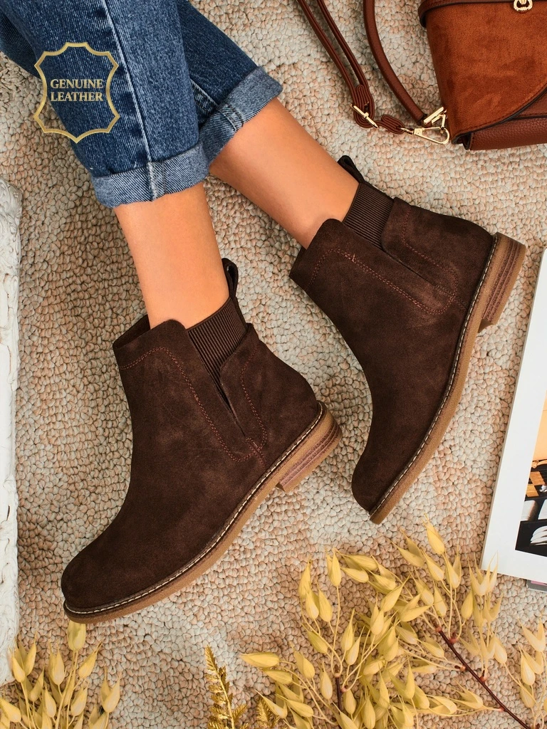 Cuoio Elegante: Brown Suede Ankle Boots for Stylish Women