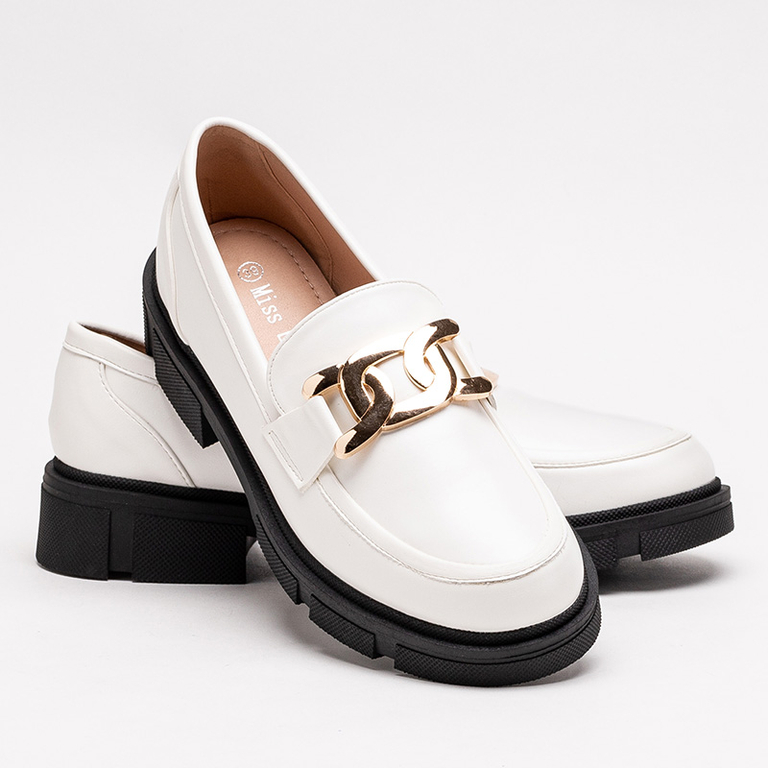 White women's half shoes with chain Semla - Footwear
