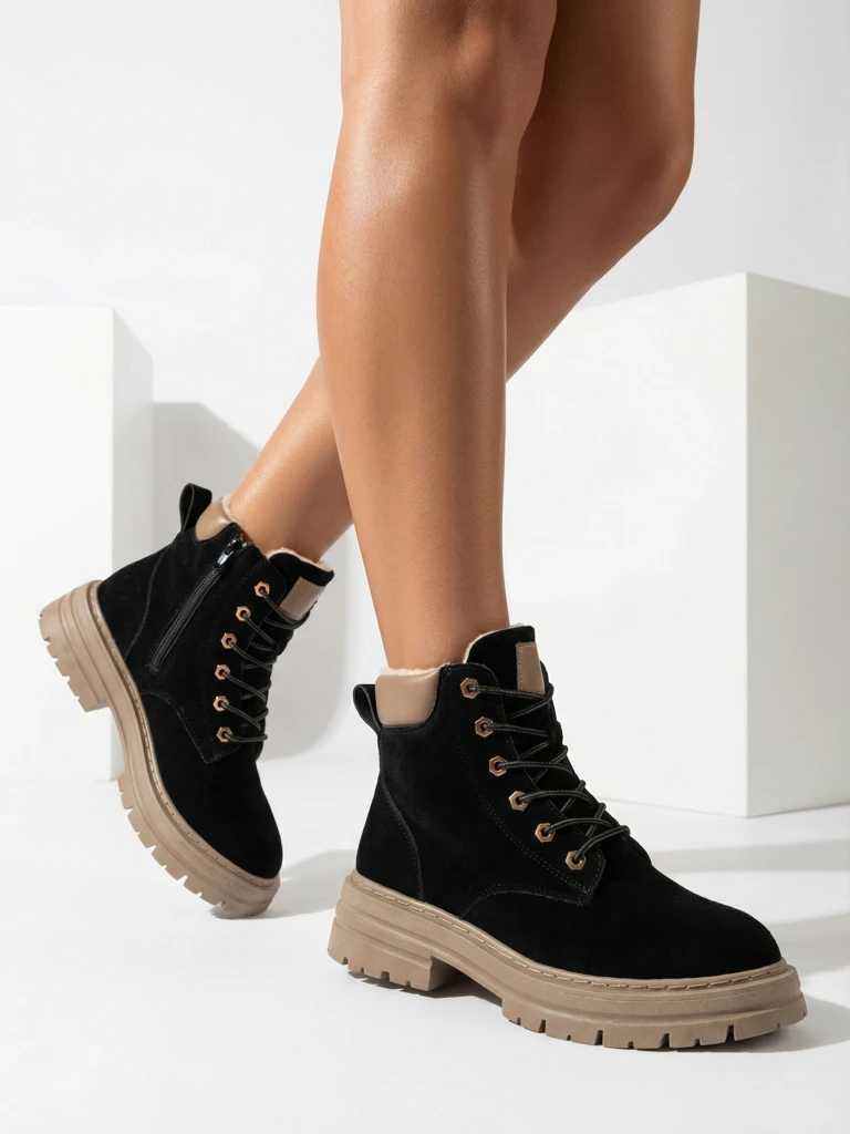 Royalfashion Black and brown women's insulated trapper boots Radoras