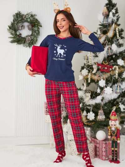 Women's Christmas pajamas in navy blue- Clothing