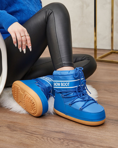 Royalfashion Blue women's snow boots with welt Soblesia