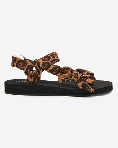 Ladies 'black sandals with leopard print stripes Lilien - Footwear