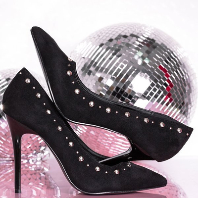 Black pumps on a stiletto heel with silver jets Filia - Footwear