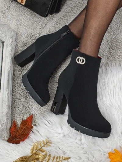 Stella Black Elegant Heel Ankle Boots